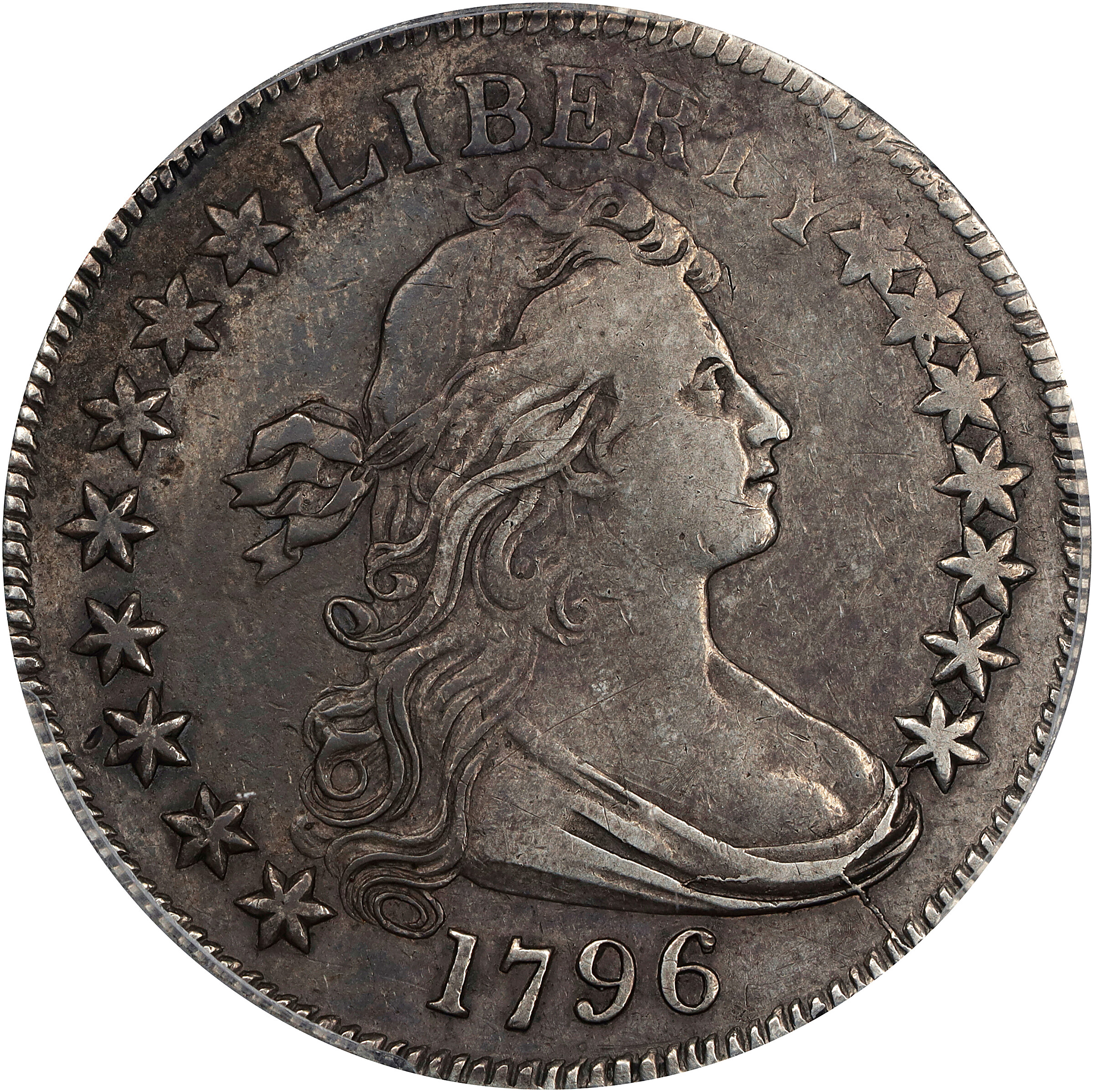 1796 Draped Bust Half Dollar. Small Eagle. O-101, T-1. Rarity-5-. 15 Stars. EF Details--Repaired (PCGS).