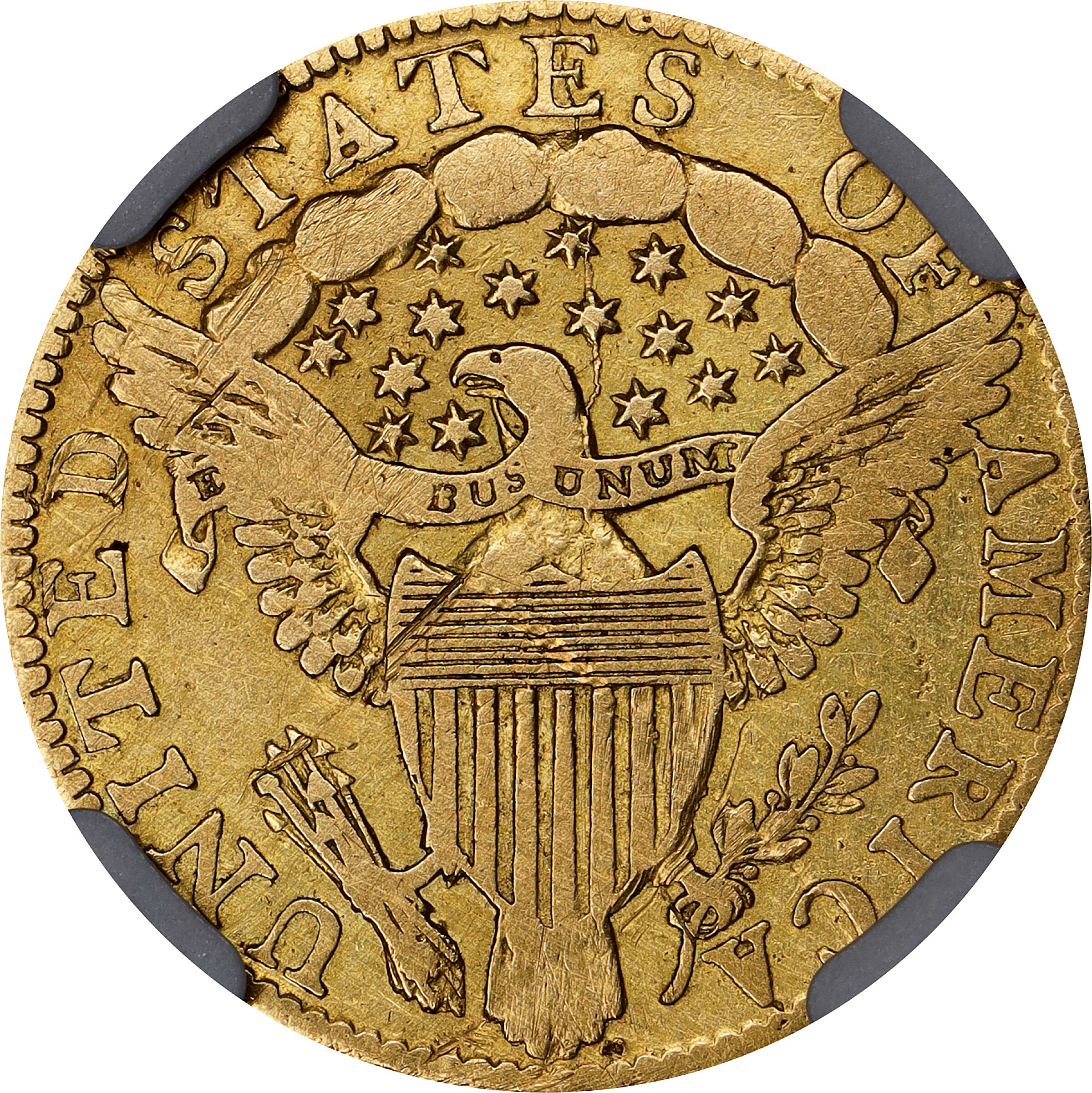 Draped Bust Quarter Eagle $2 1/2 No Stars Obverse, 1796 [Type] F15 thumbnail 12