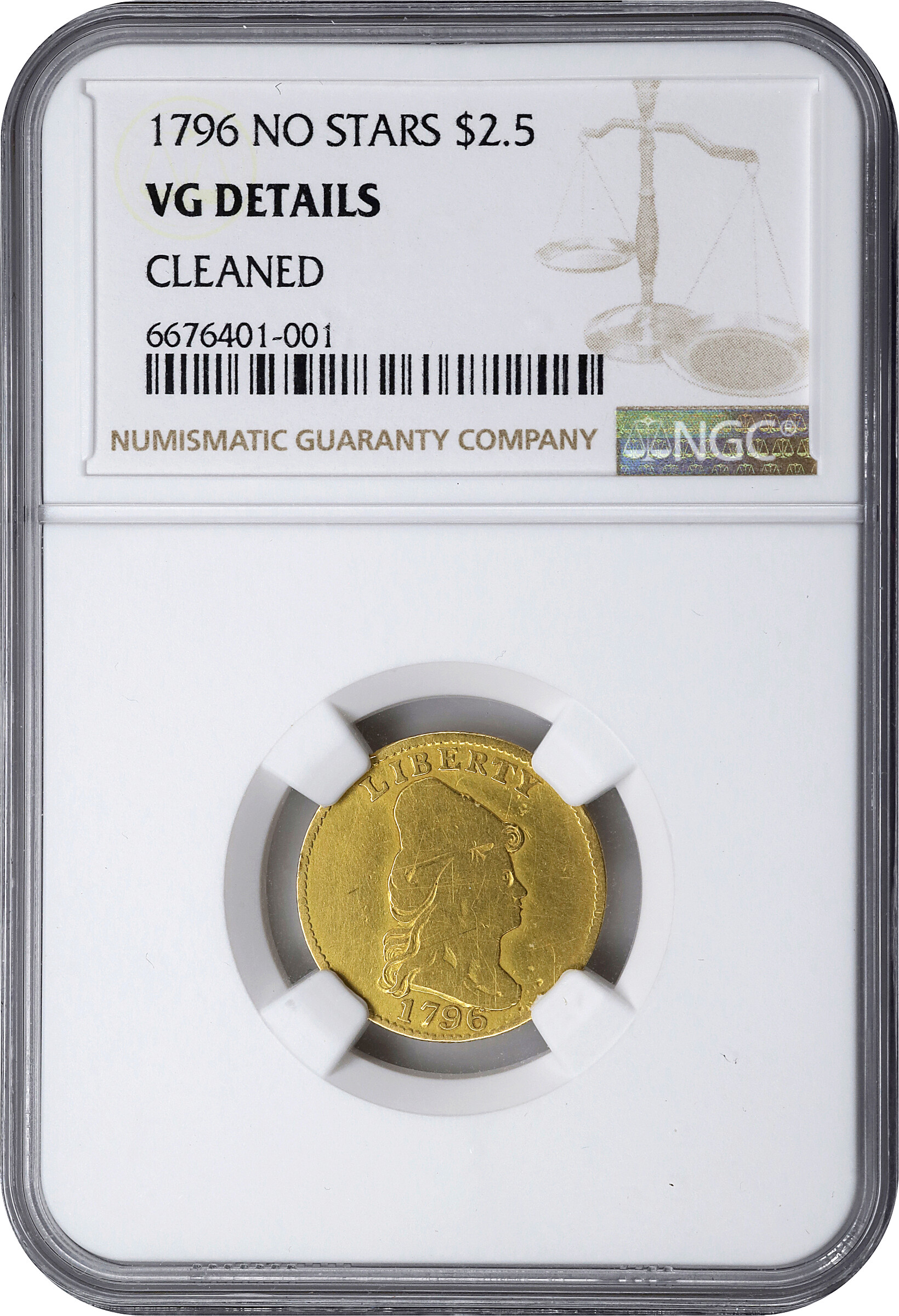 Draped Bust Quarter Eagle $2 1/2 No Stars Obverse, 1796 [Type] F15 thumbnail 13