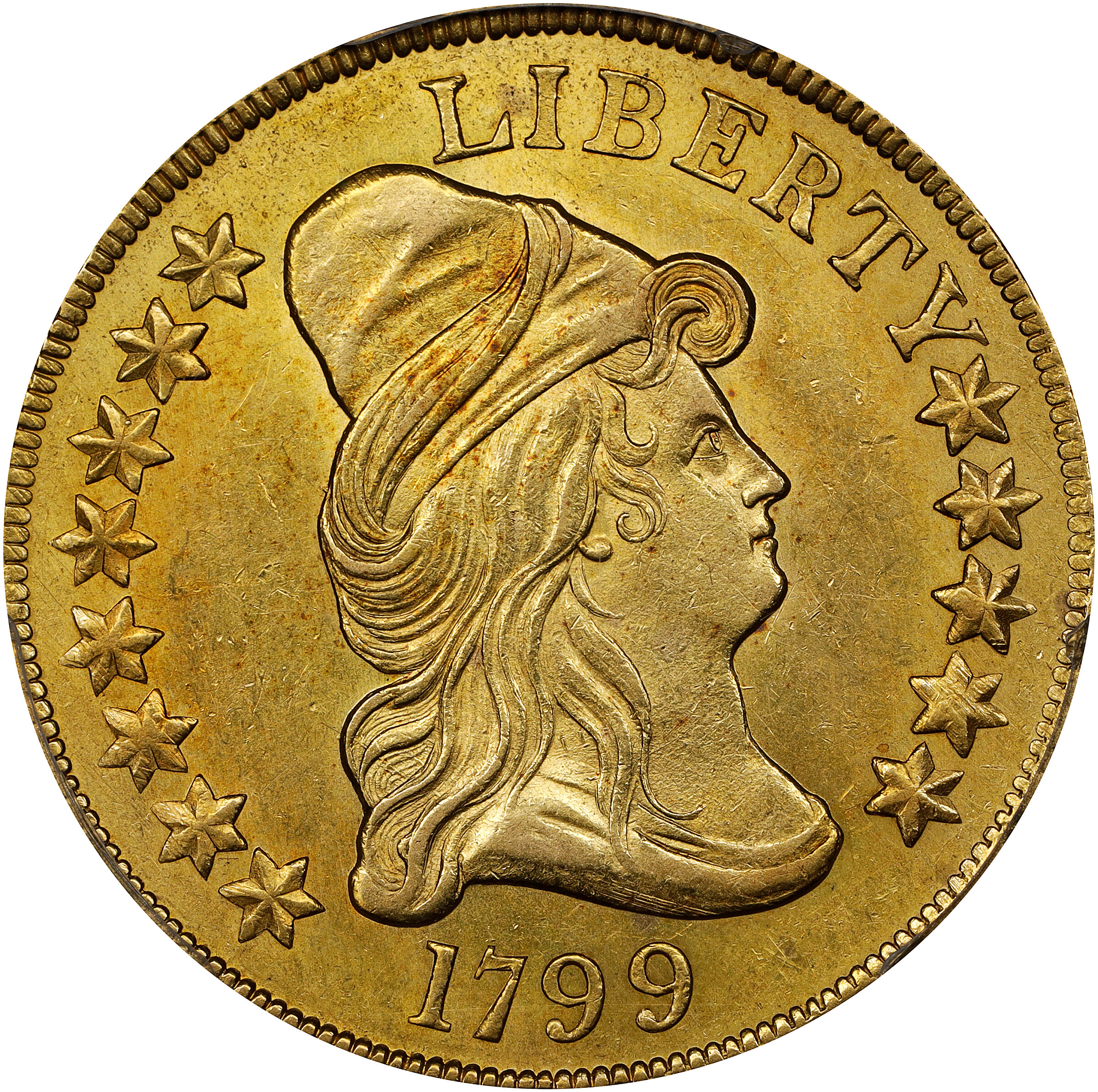 1799 Capped Bust Right Eagle. BD-10, Taraszka-22. Rarity-3. Large Obverse Stars. MS-61 (PCGS).