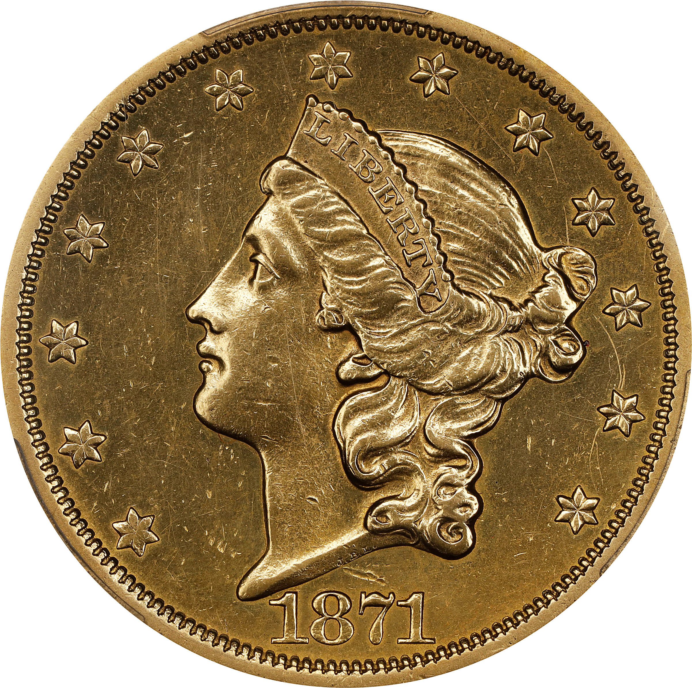 1871-CC Liberty Head Double Eagle. AU Details--Polished (PCGS).