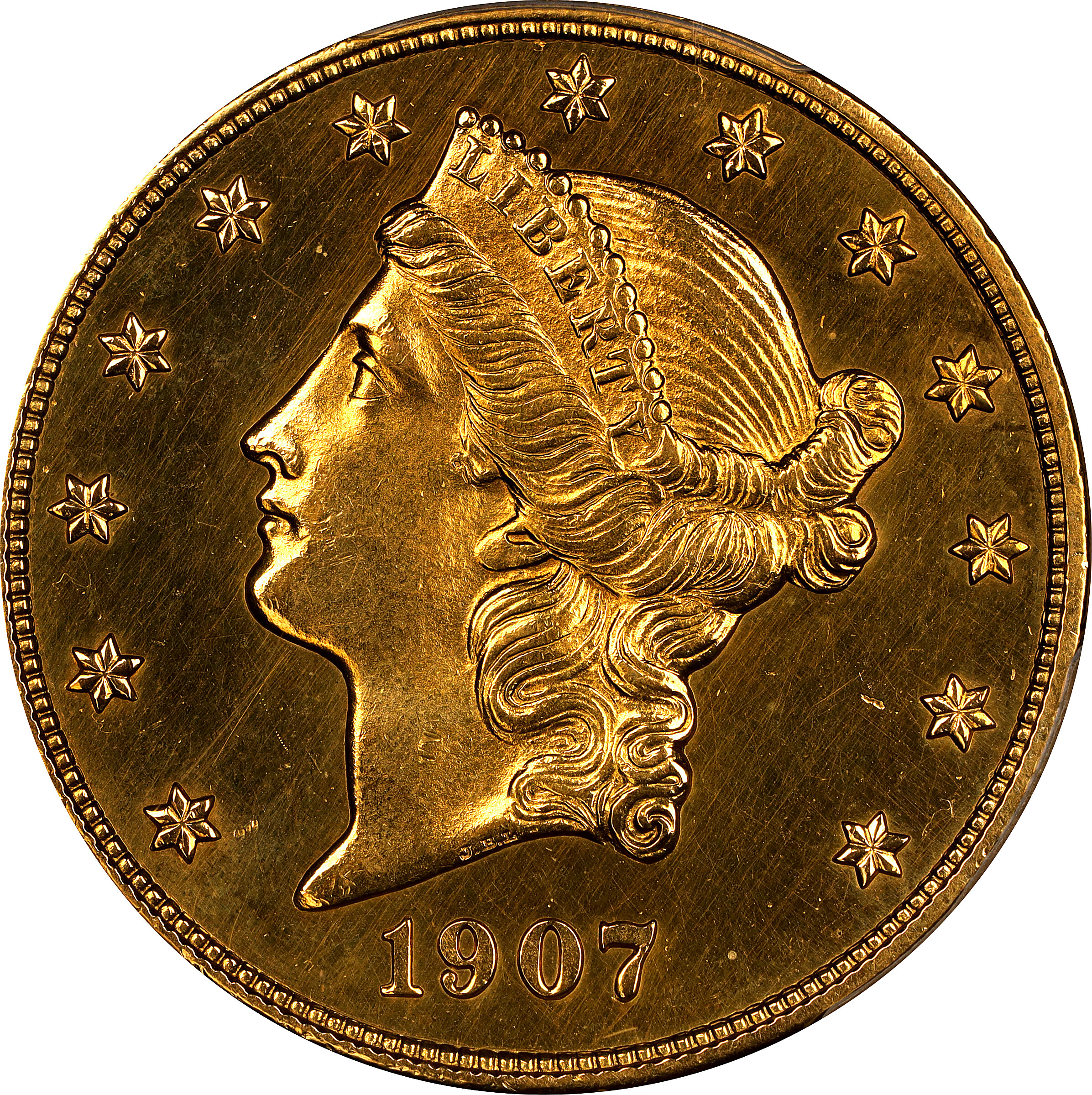 1907-D Liberty Head Double Eagle. JD-1, the only known dies. Rarity-8. Branch Mint Proof-62 (PCGS). CMQ-X.