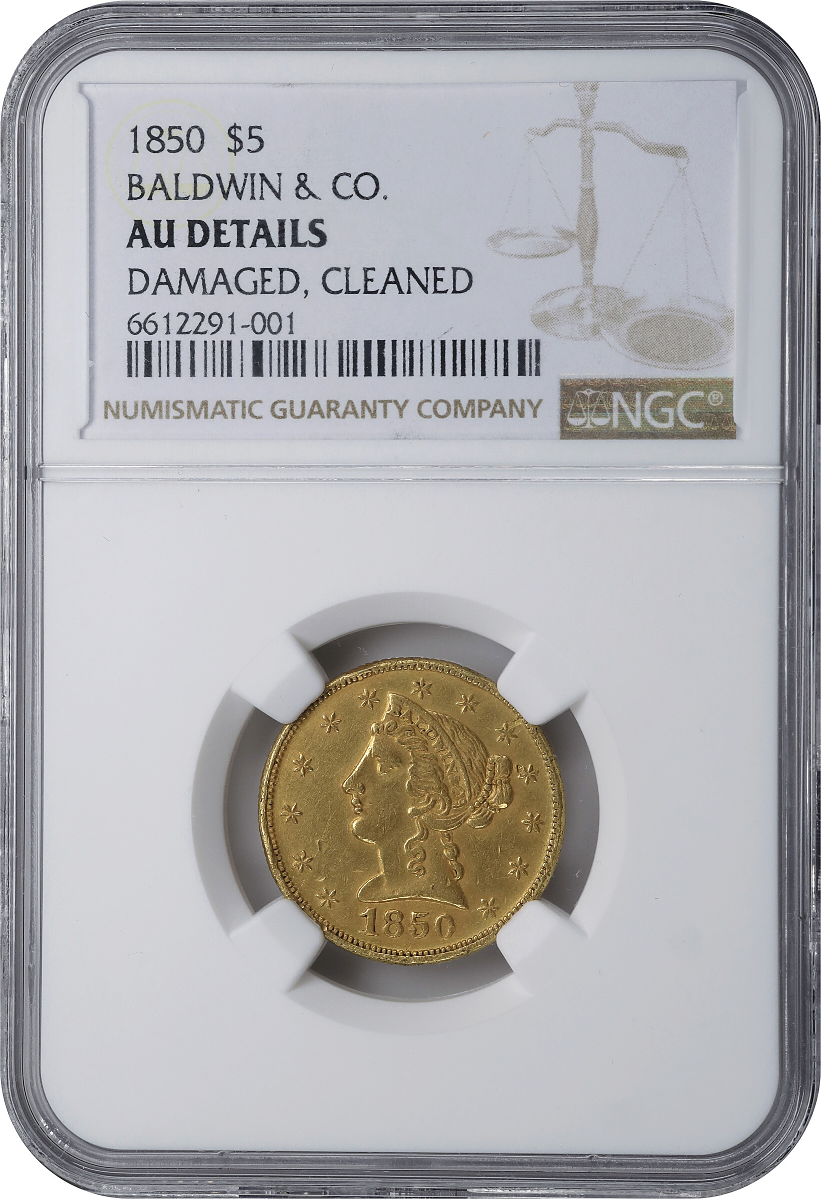 1850 G$5  Baldwin, K-2 MS thumbnail 11