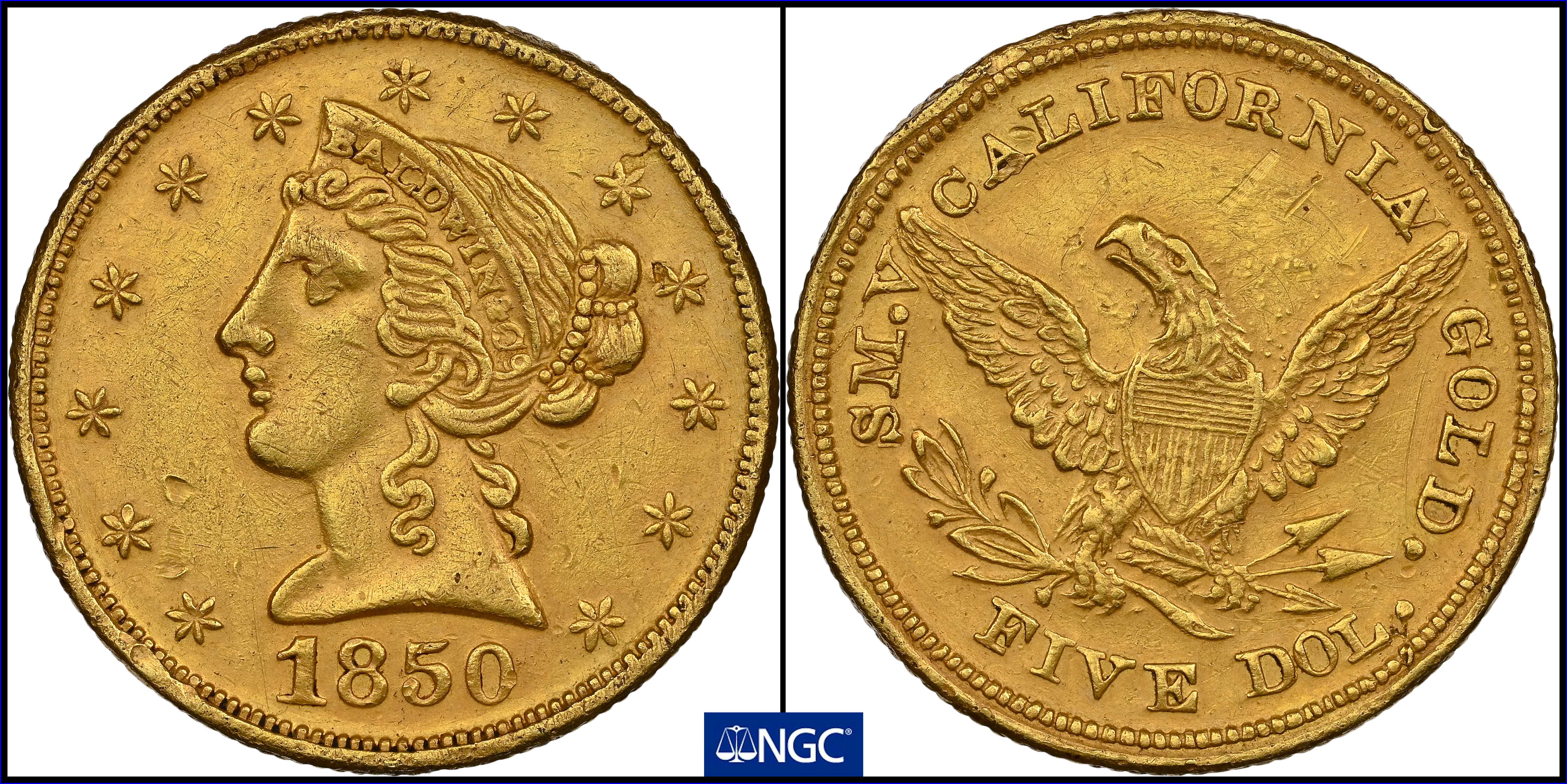 1850 G$5  Baldwin, K-2 MS thumbnail 9
