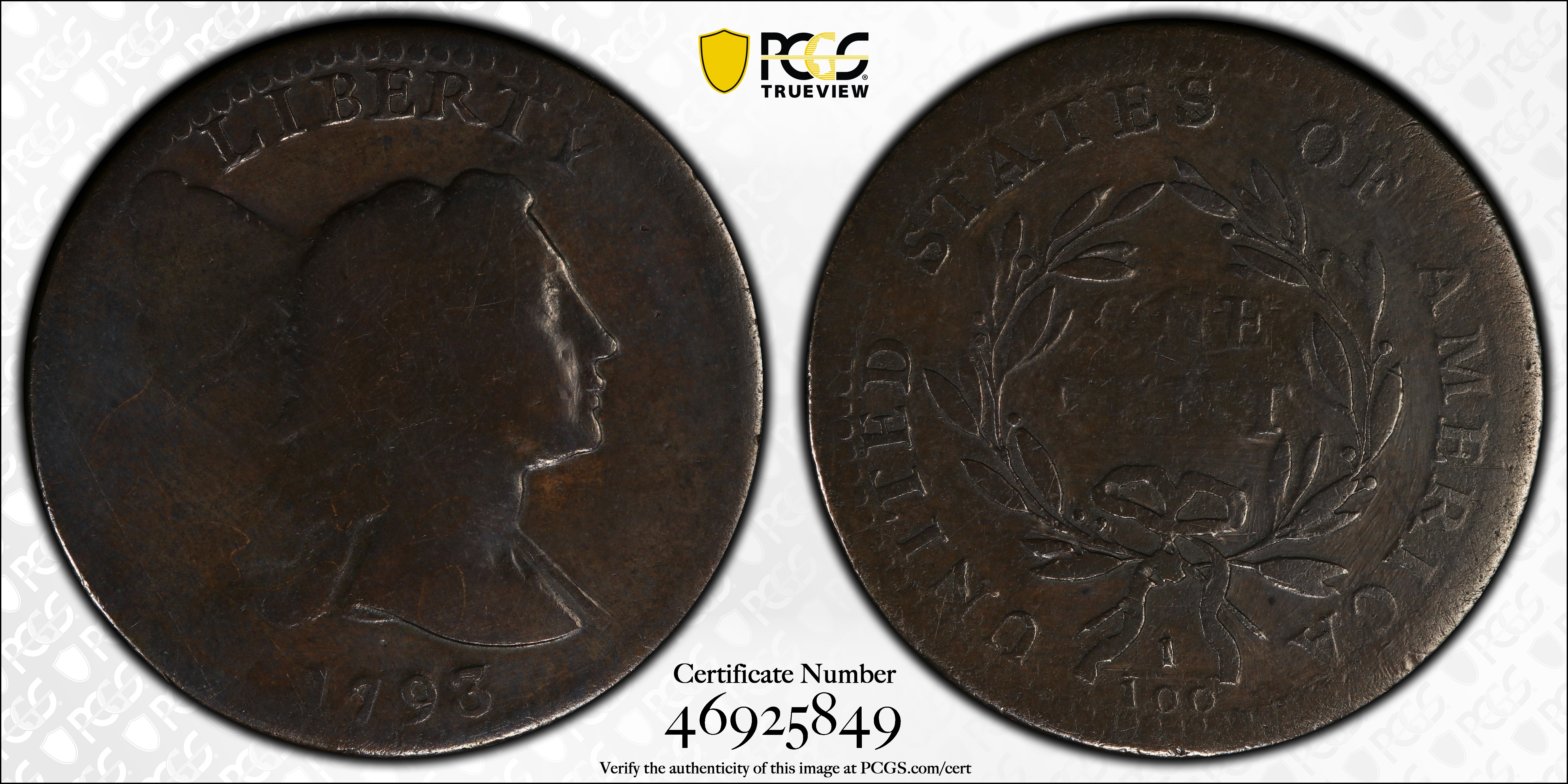 1793 1c Liberty Cap MS BN MS62 BN CAC thumbnail 22