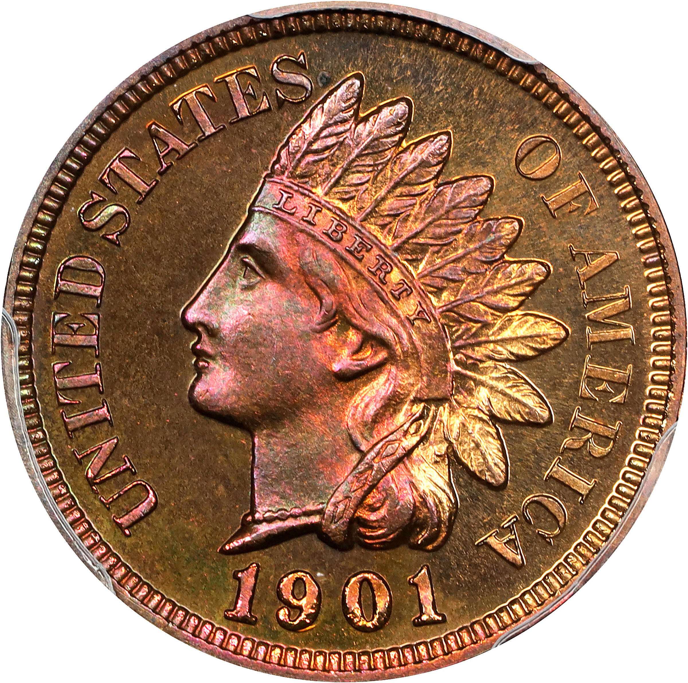 1901 Indian Cent. Proof-67 RB (PCGS). CAC.