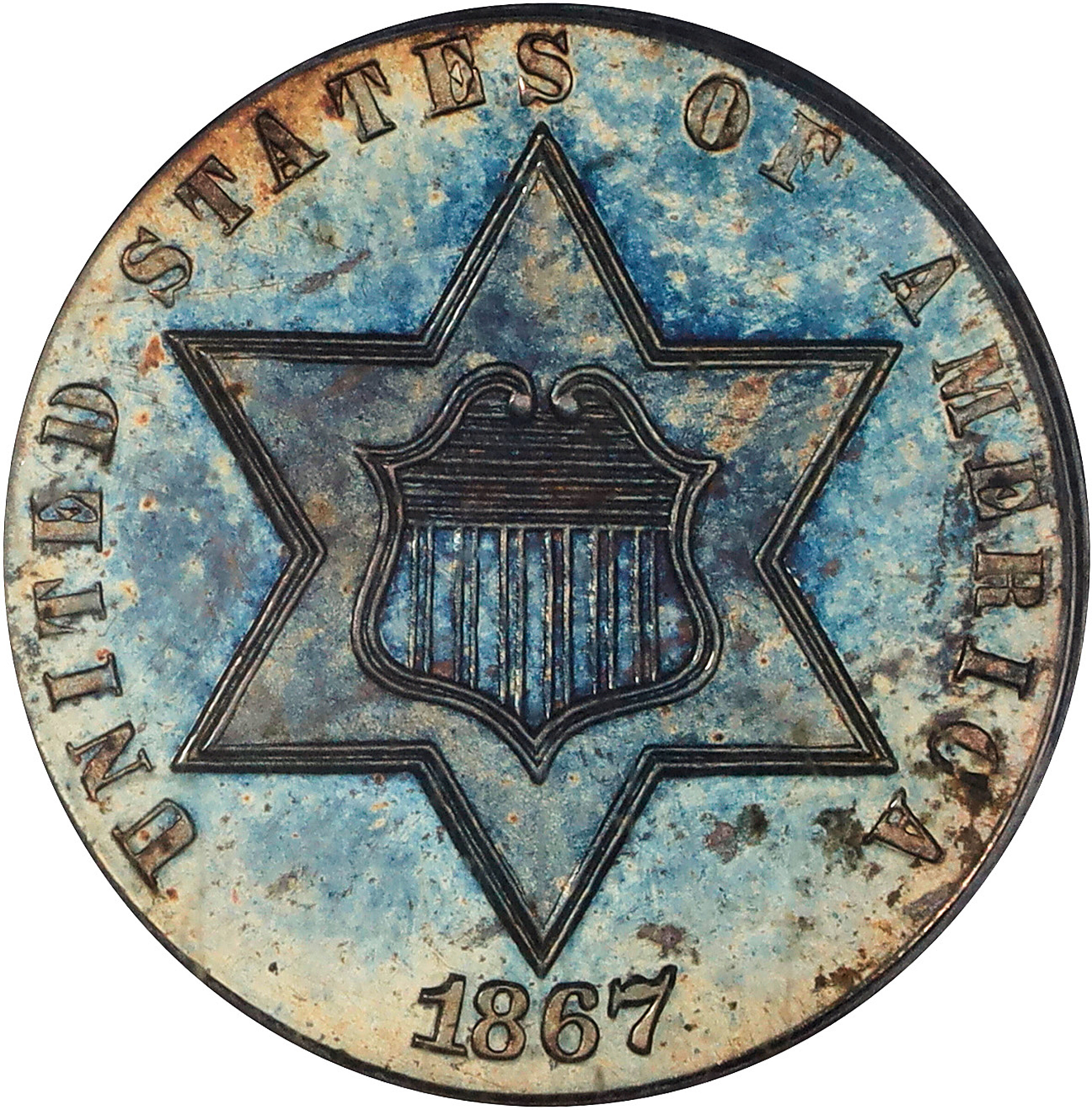 1867 Silver Three-Cent Piece. Proof-66 (PCGS). CAC.