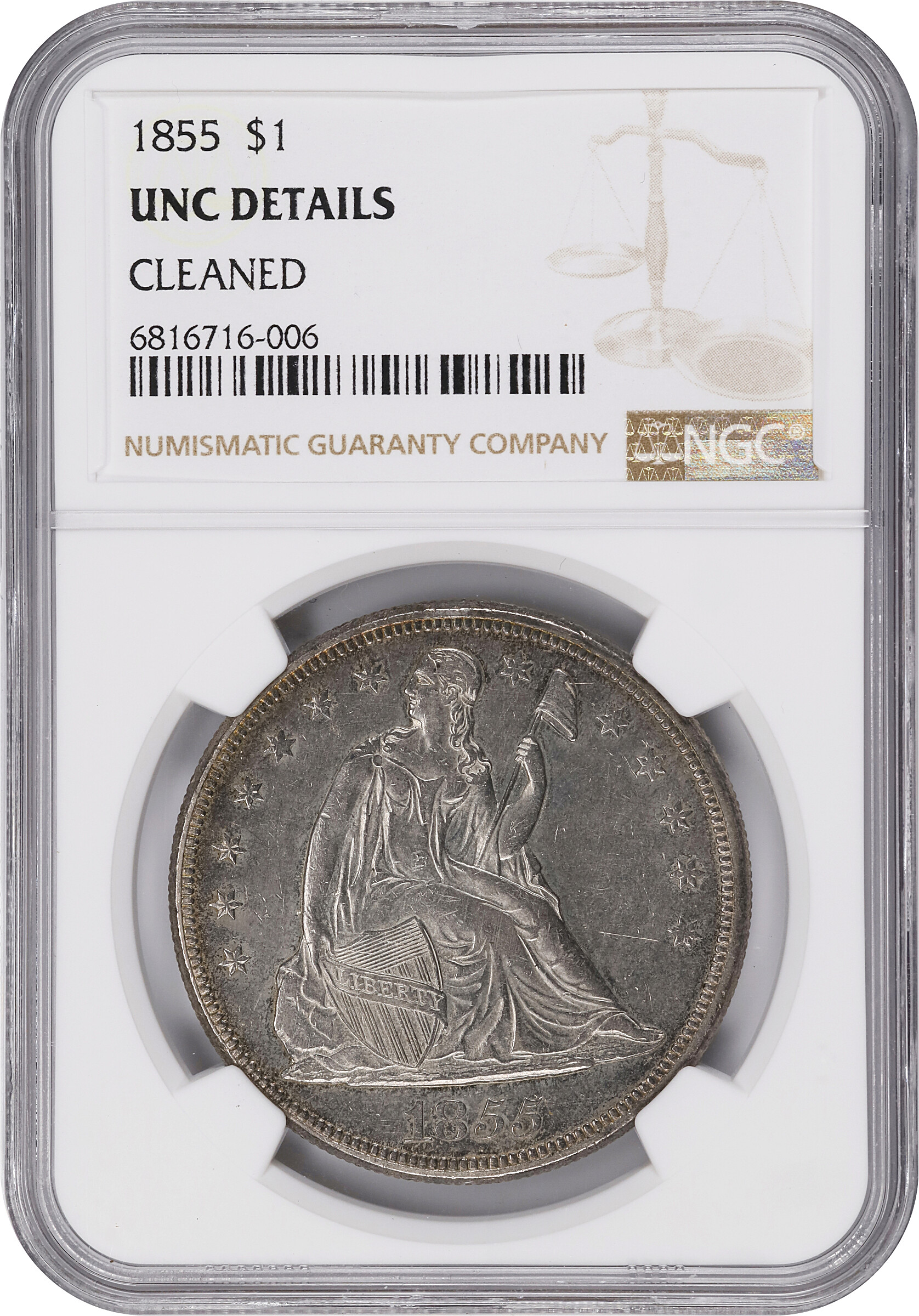1855 $1 VG10 thumbnail 5