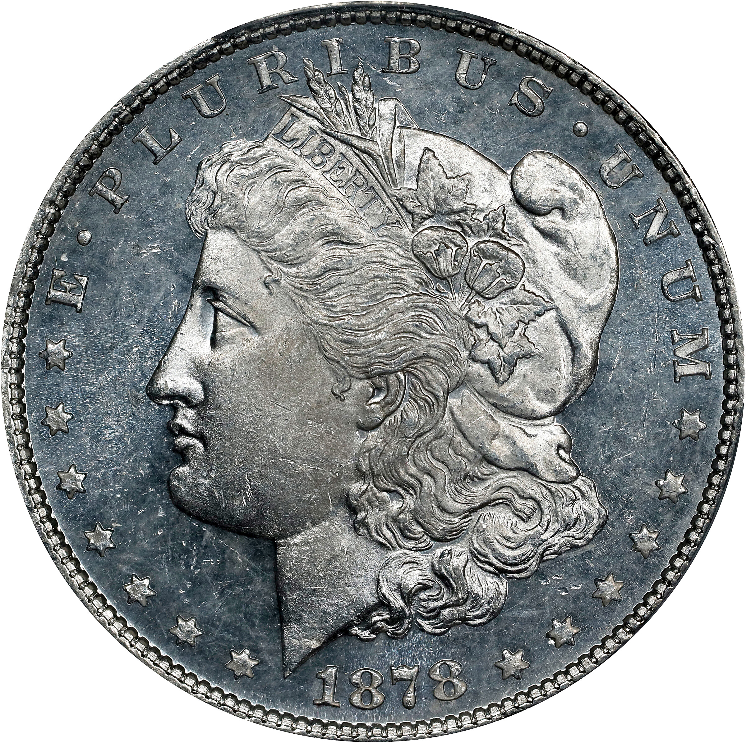 1878 Morgan Silver Dollar. 7/8 Tailfeathers. Weak. MS-64 DMPL (PCGS).