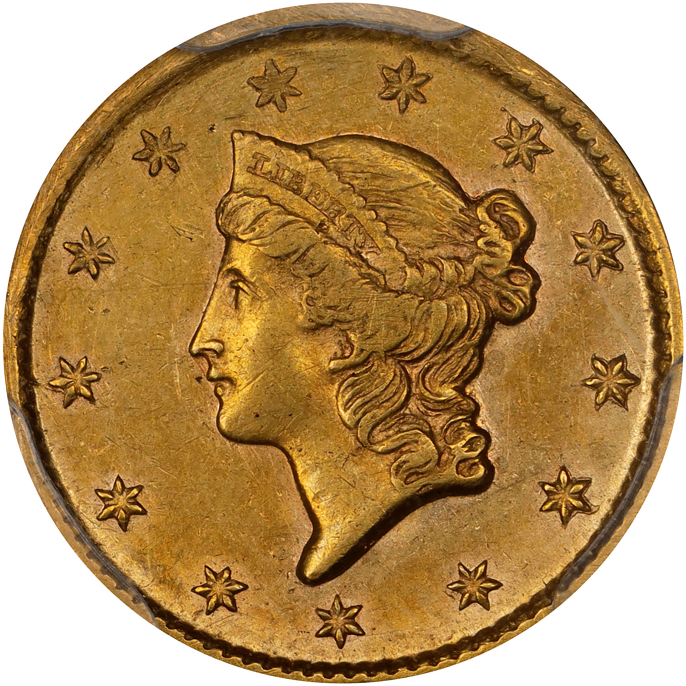 1854-D Gold Dollar. Winter 6-H, the only known dies. AU Details--Filed Rims (PCGS).