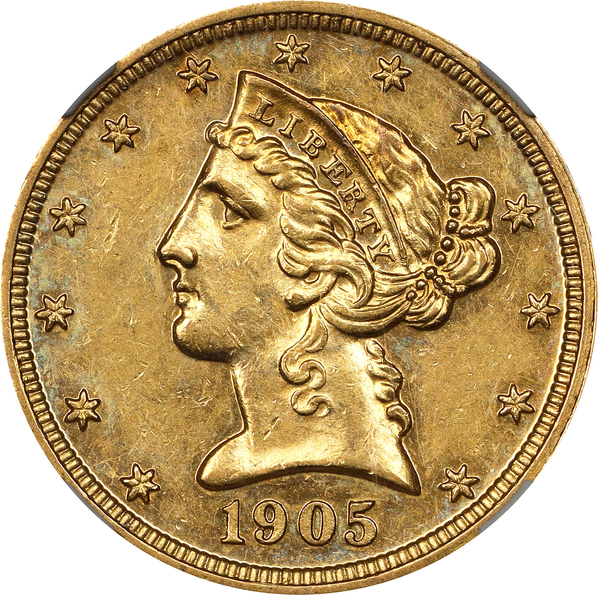1905 Liberty Head Half Eagle. JD-1, the only known dies. Rarity-5. Proof-58 (NGC). CAC.