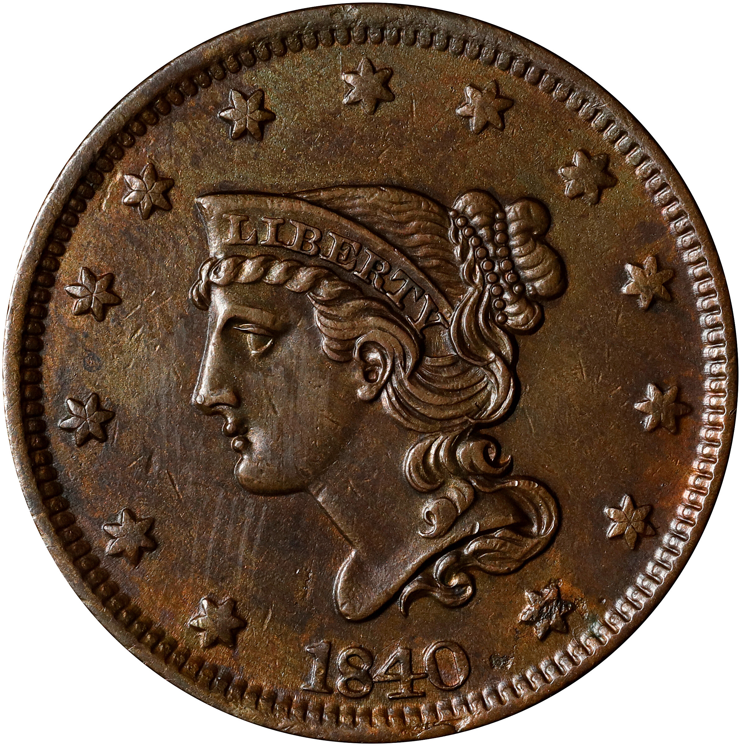 1840 1c Large Date, N-5 MS BN