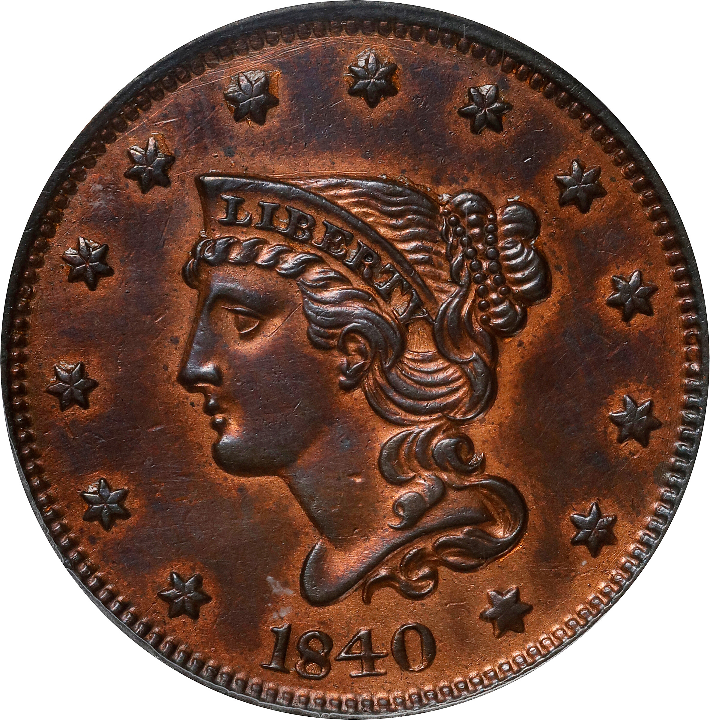1840 1c Large Date, N-10 MS BN