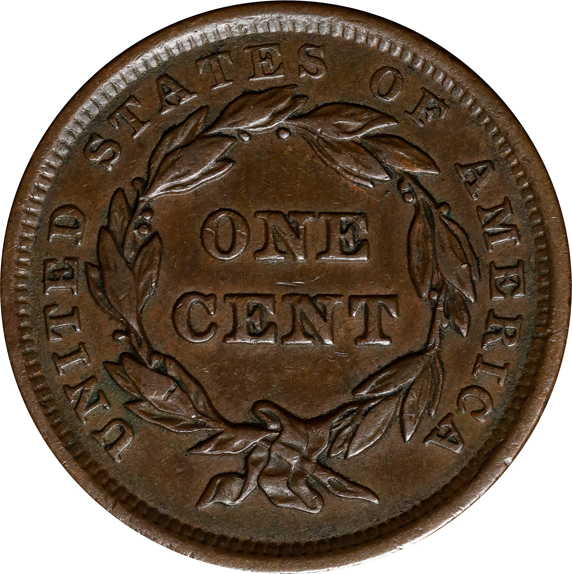 1853 Braided Hair Half Cent. C-1, the only known dies. Rarity-1. MS-66 BN  (PCGS).