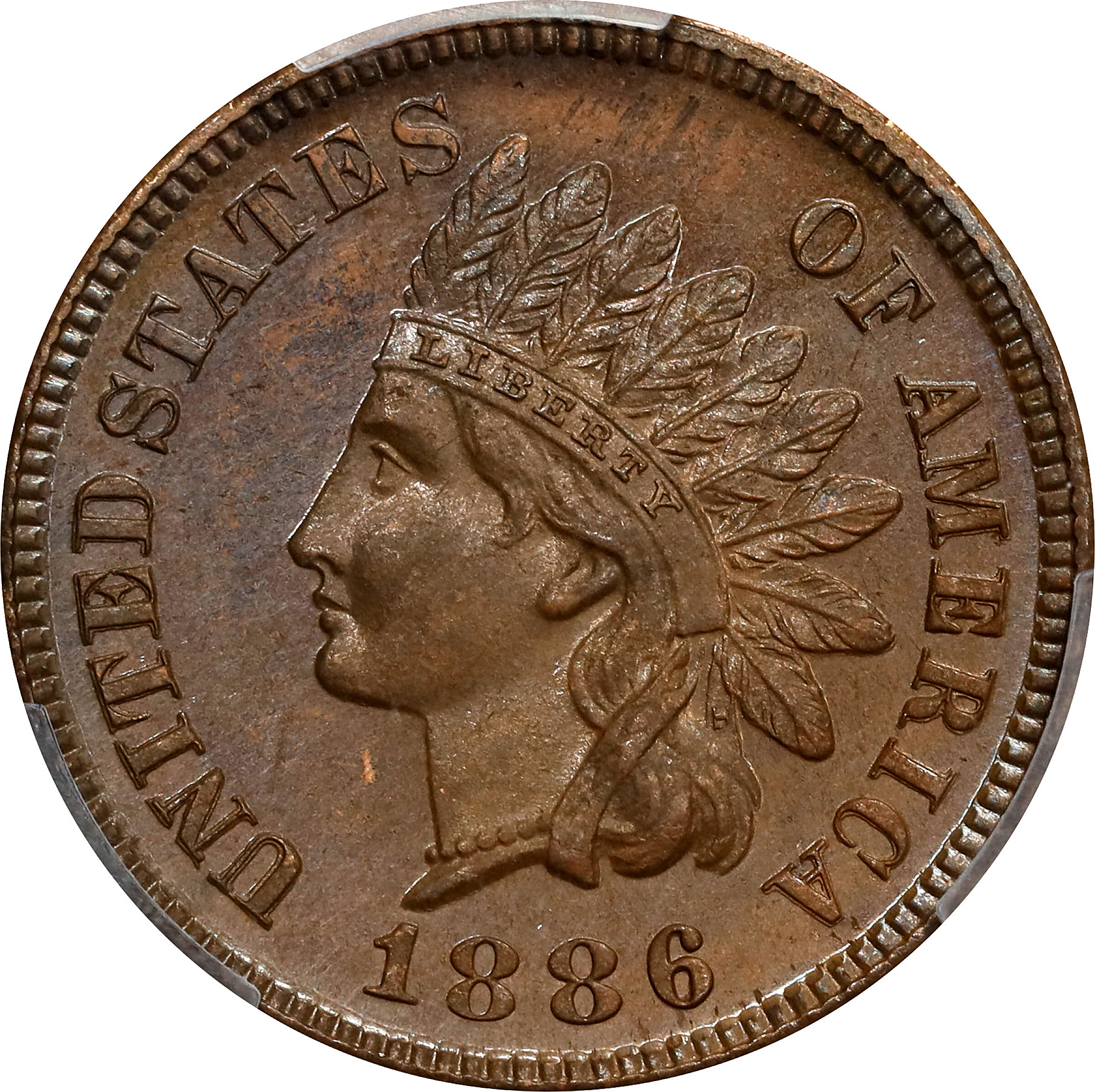 1886 Indian Cent. Type I Obverse. Proof-64 BN (PCGS).