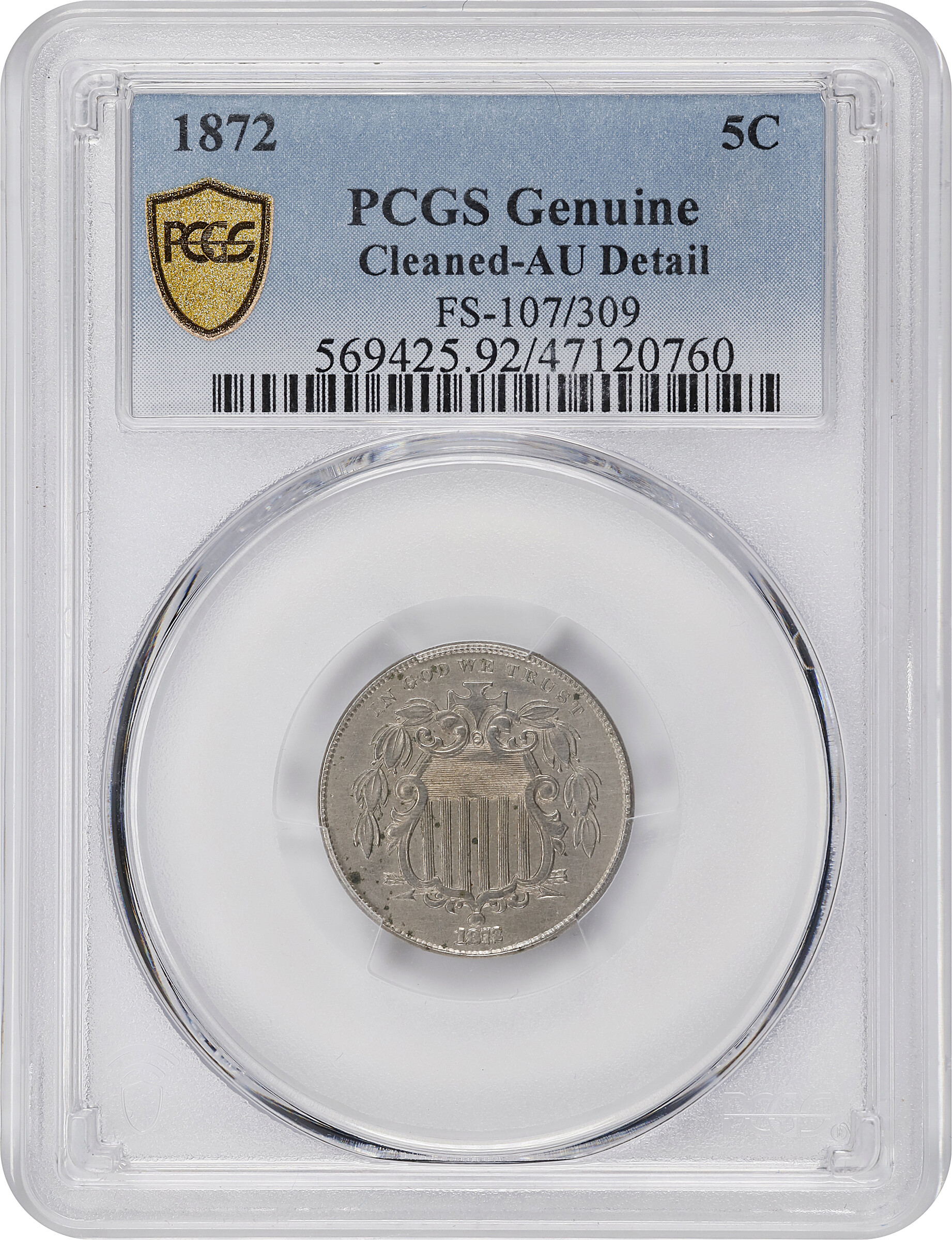 1872 5c DDO & Repunched Date, FS-107/309 G4 thumbnail 3