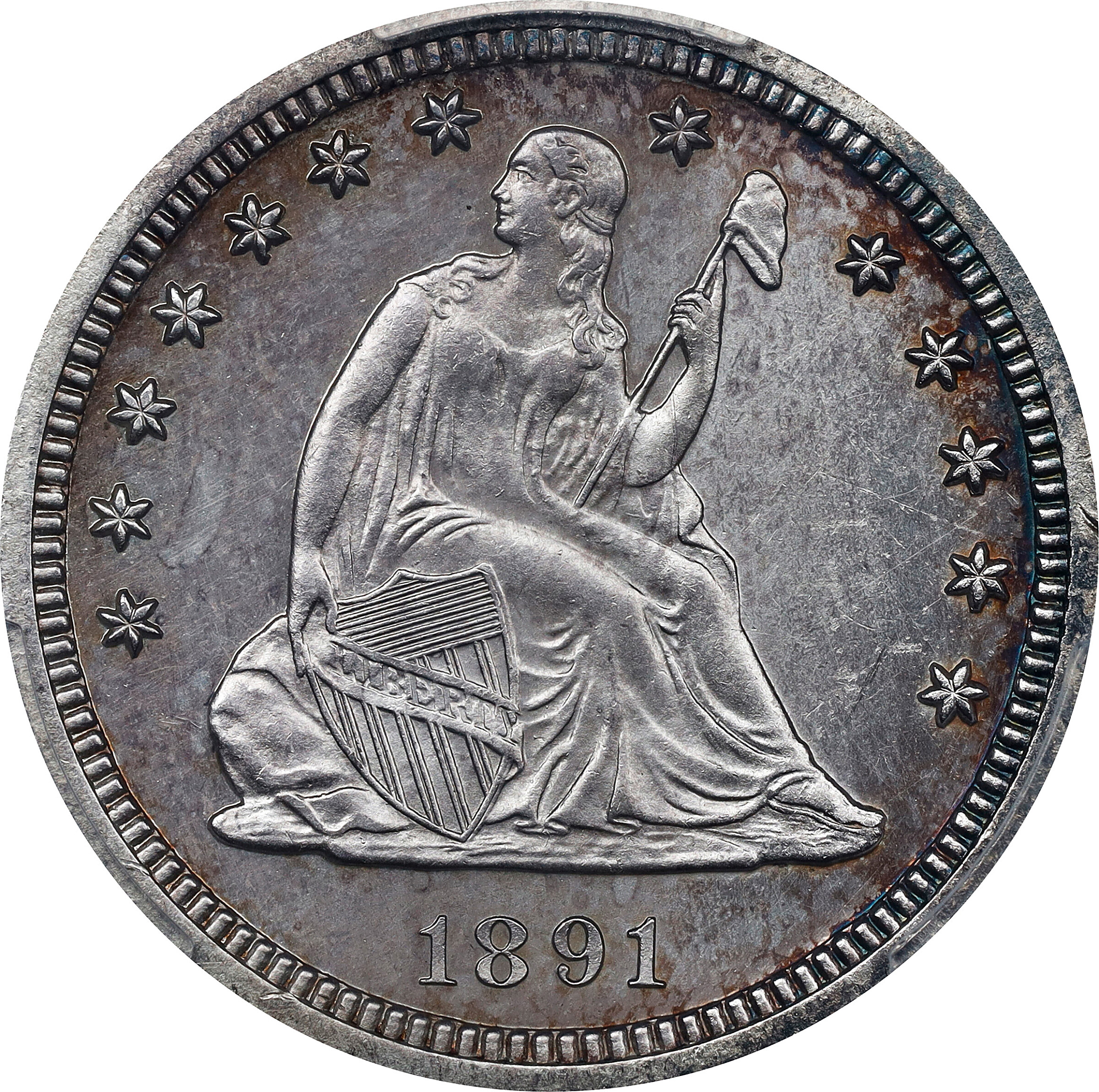 1891 Liberty Seated Quarter. Proof. Unc Details--Cleaned (PCGS).