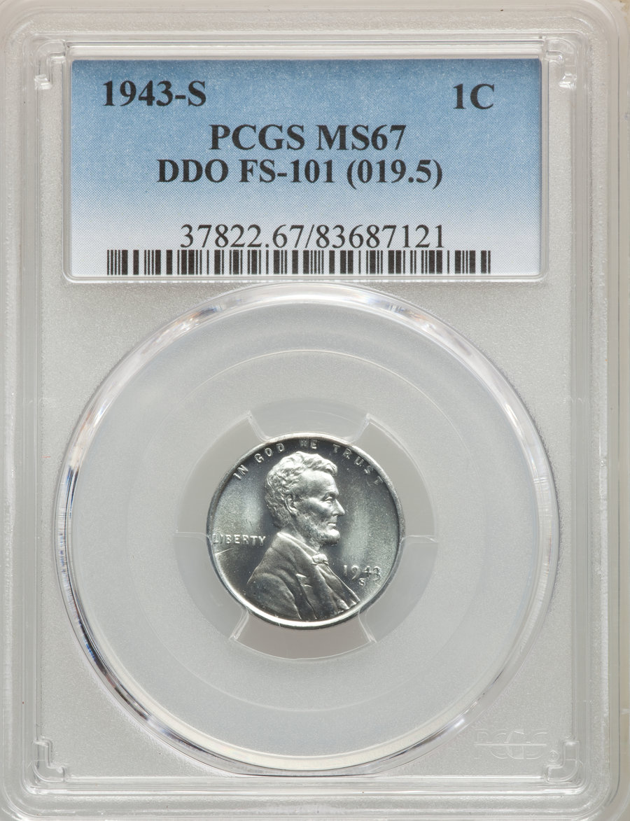 1943/2-S 1C Doubled Die Obverse, FS-101, MS67 PCGS. PCGS Population: (20/1). NGC Census: (1/0). CDN: $2,400 Whsle. Bid for ...