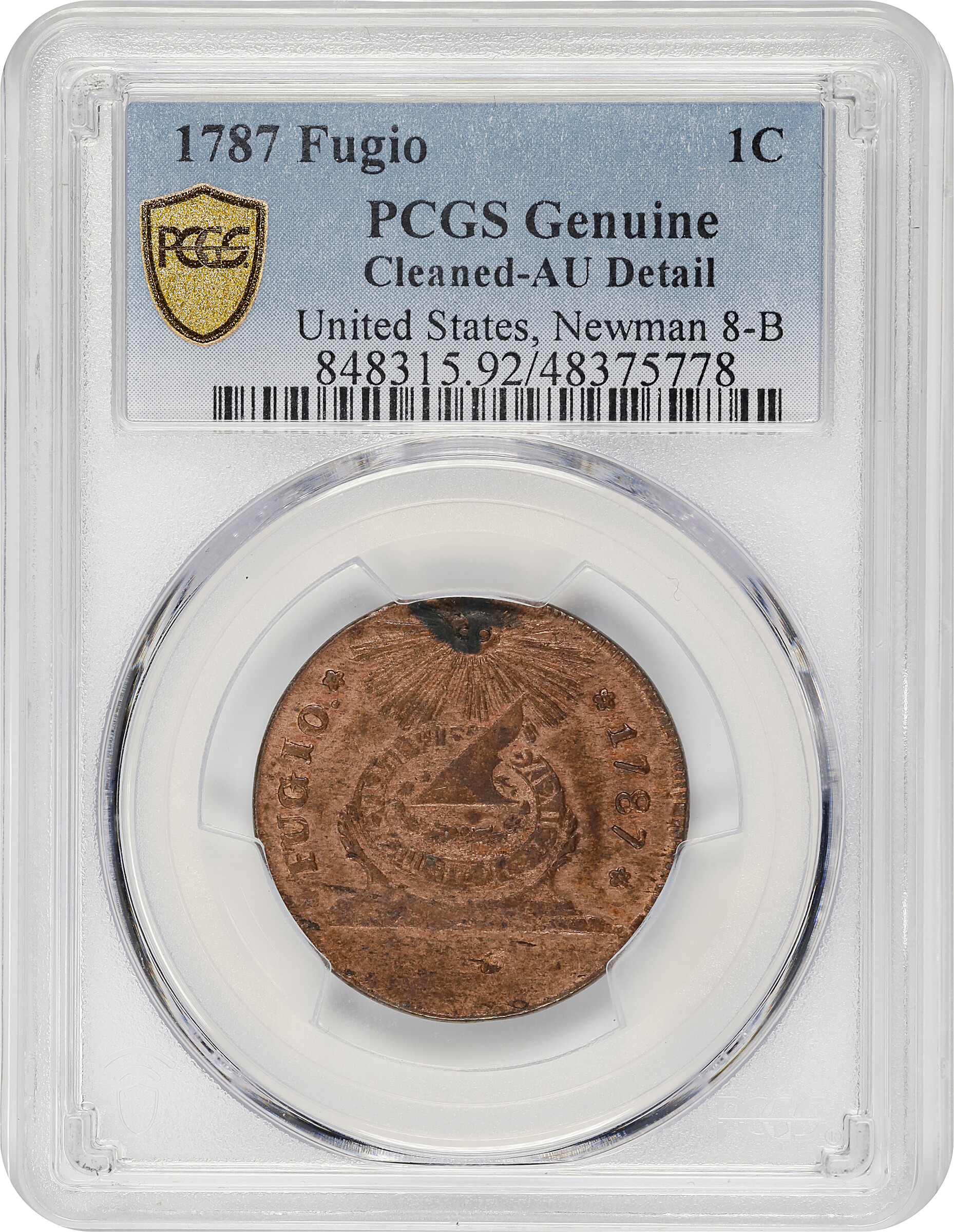 1787 Fugio 1c 4 Cinquefoils, UNITED STATES, Newman 8-B MS BN G6 BN thumbnail 3