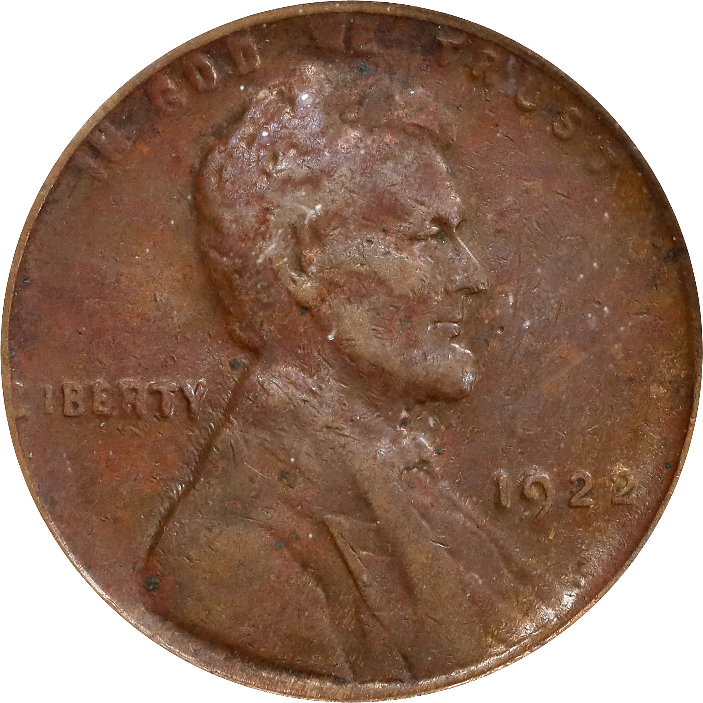 1922 No D Lincoln Cent. Weak Reverse. EF-40 (PCGS).