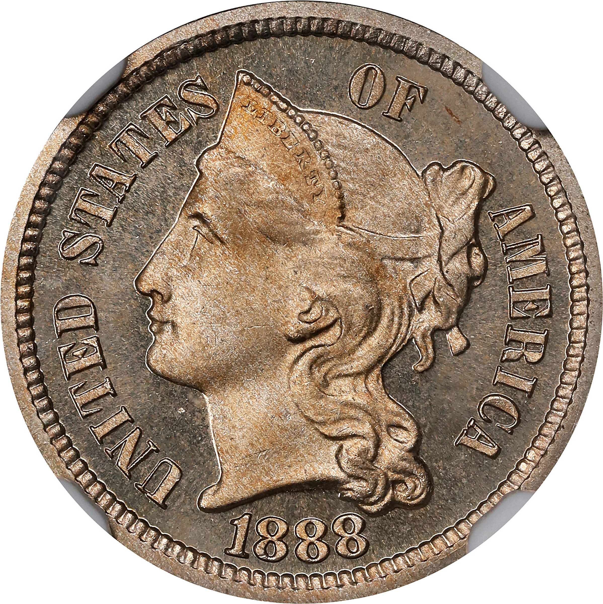 1888 Nickel Three-Cent Piece. Proof-66 Cameo (NGC).
