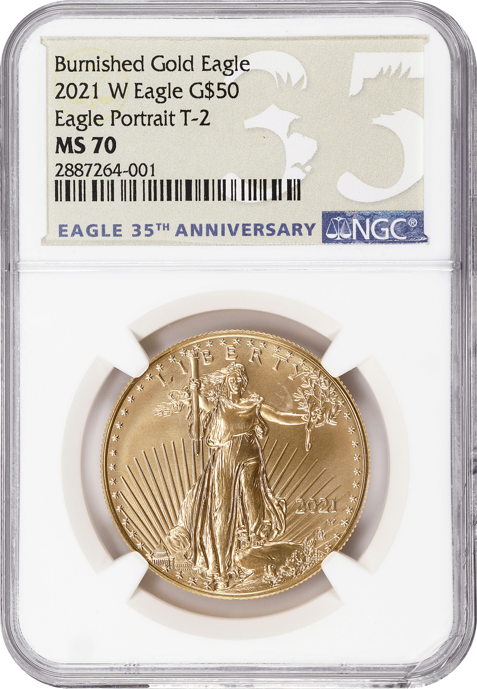 2021-W G$50  Gold Eagle, Burnished, Type 2 MS66 thumbnail 8