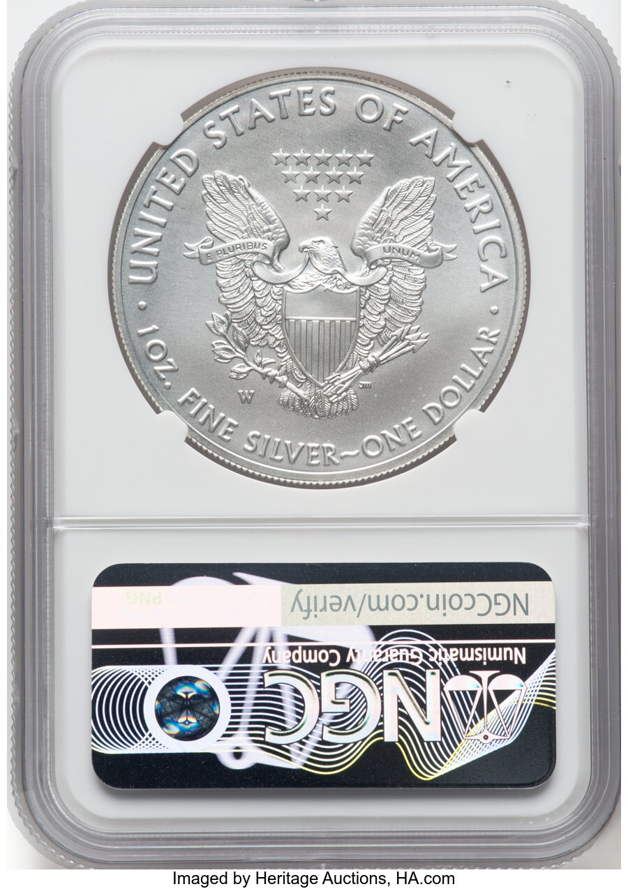 2018-W $1  Silver Eagle, Burnished MS70 thumbnail 23