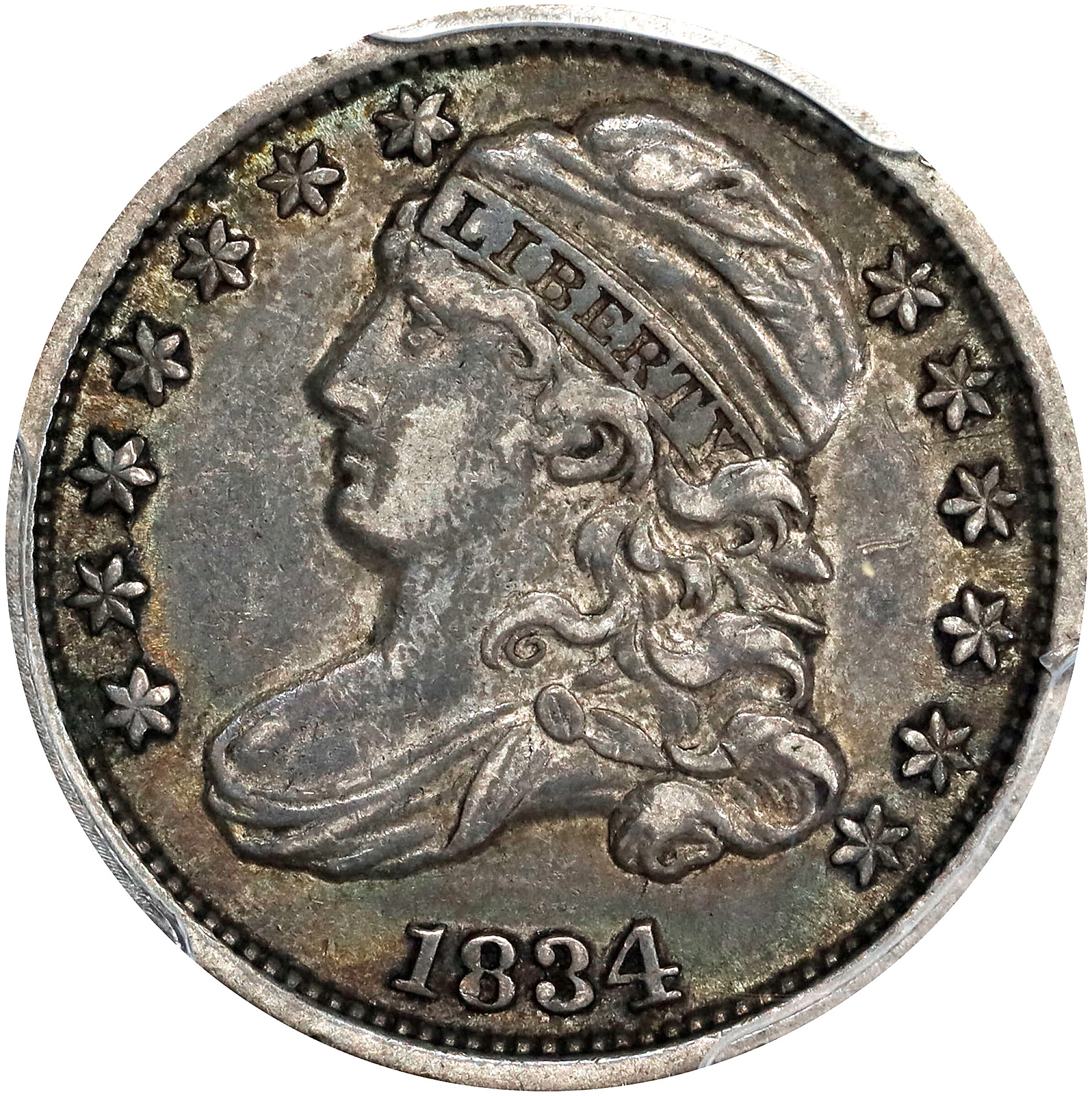 1834 Capped Bust Dime. JR-1. Rarity-1. Large 4. EF-40 (PCGS).