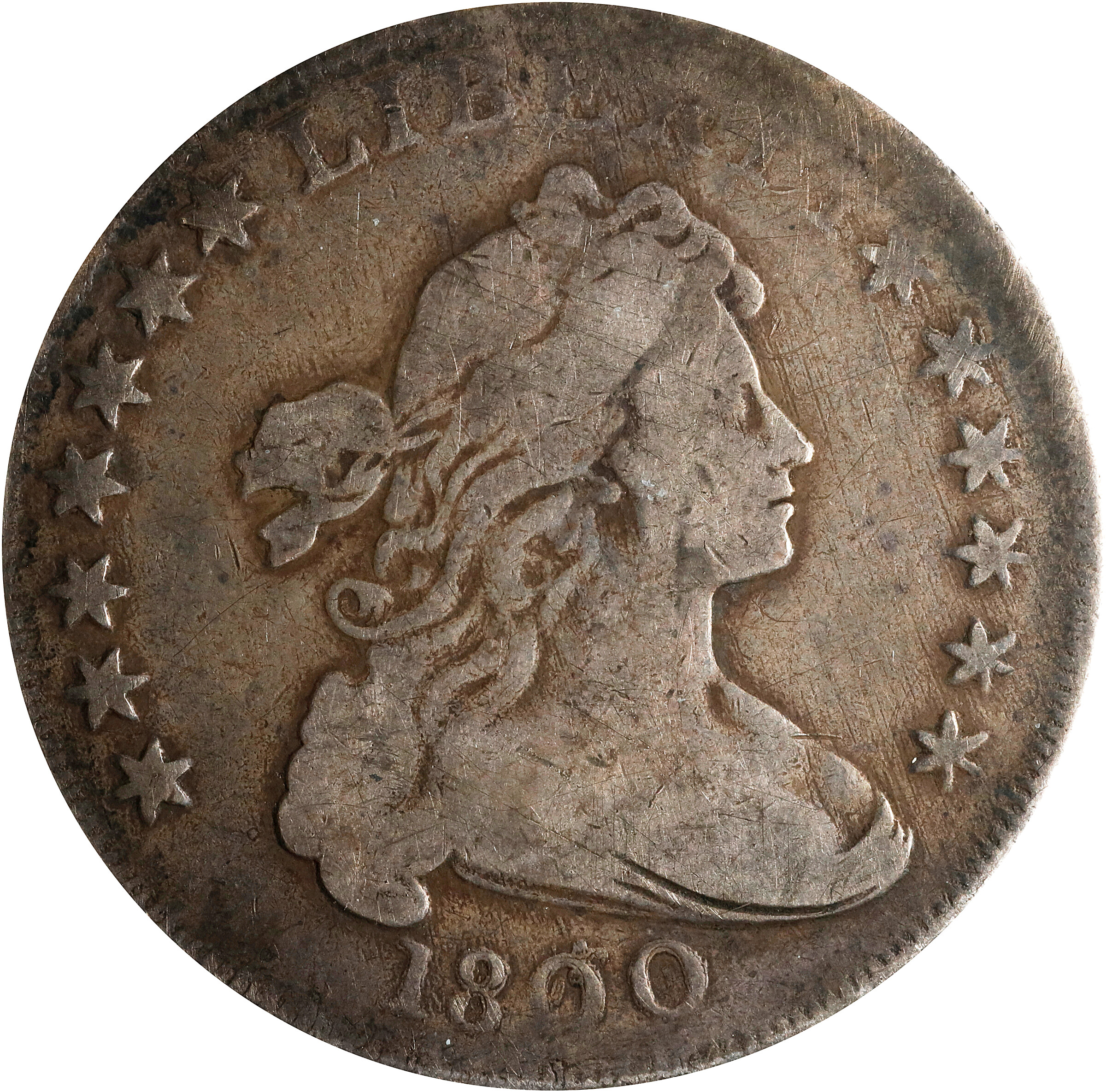 1800 Draped Bust Silver Dollar. BB-194, B-14. Rarity-3. Dotted Date. Good Details--Environmental Damage (PCGS).