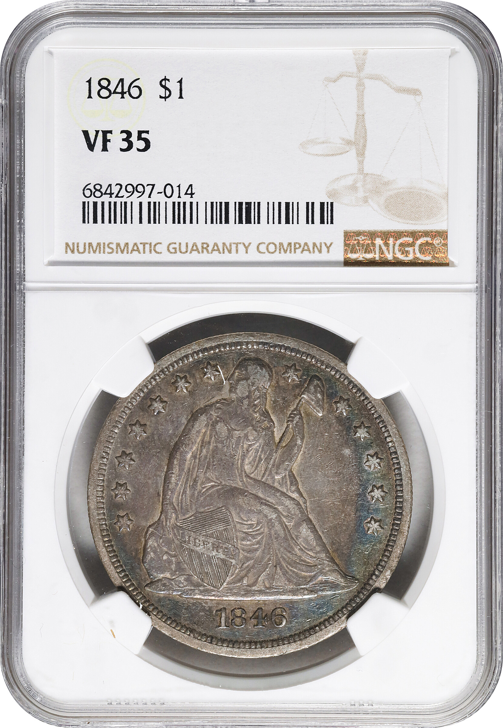 1846 $1 VF35 thumbnail 3