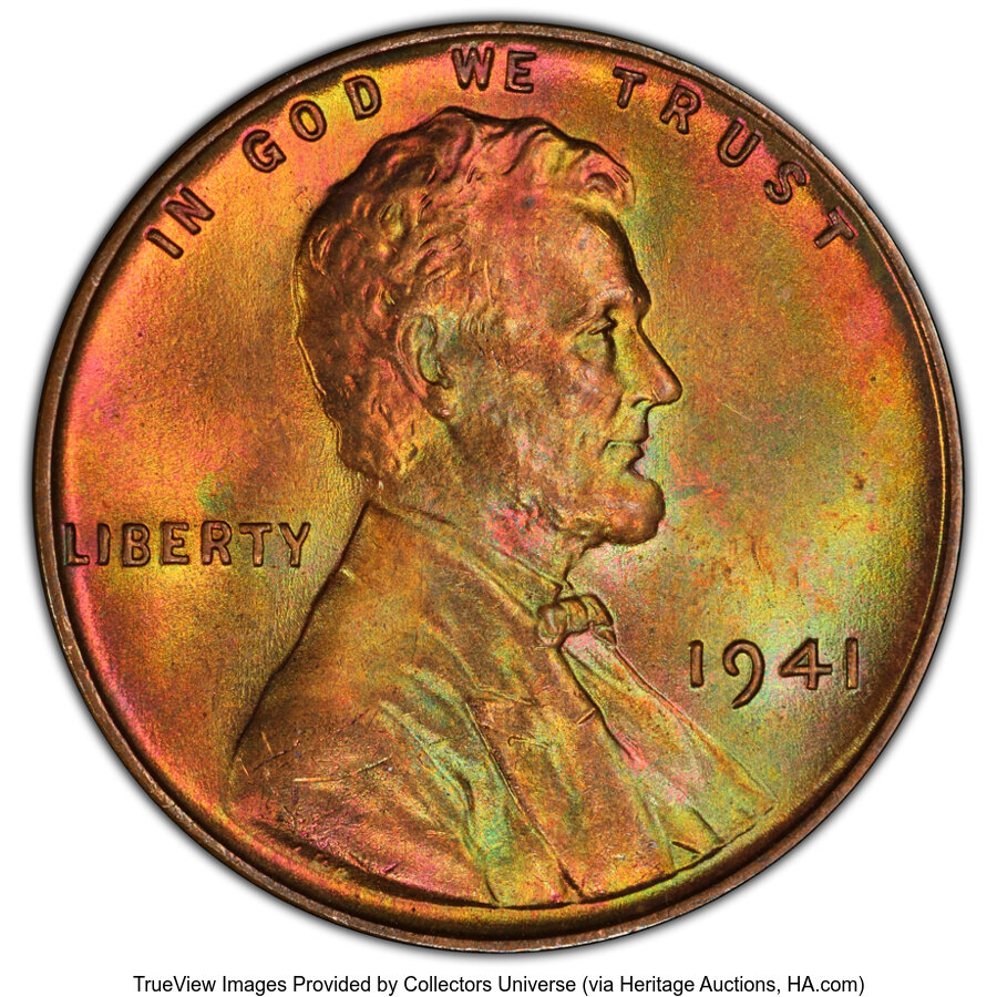 1941 1C MS67 Red and Brown PCGS. CAC. PCGS Population: (2/0 and 0/0+). NGC Census: (7/0 and 0/0+). MS67. Mintage 887,039,10...