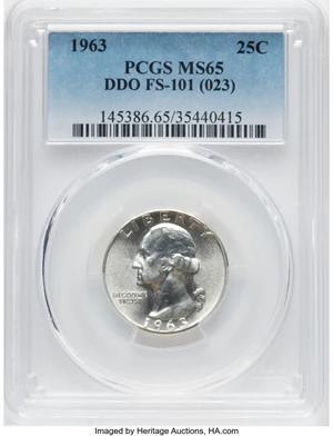 image for: 1963 25C Doubled Die Obverse, FS-101, MS65 PCGS. (023)....