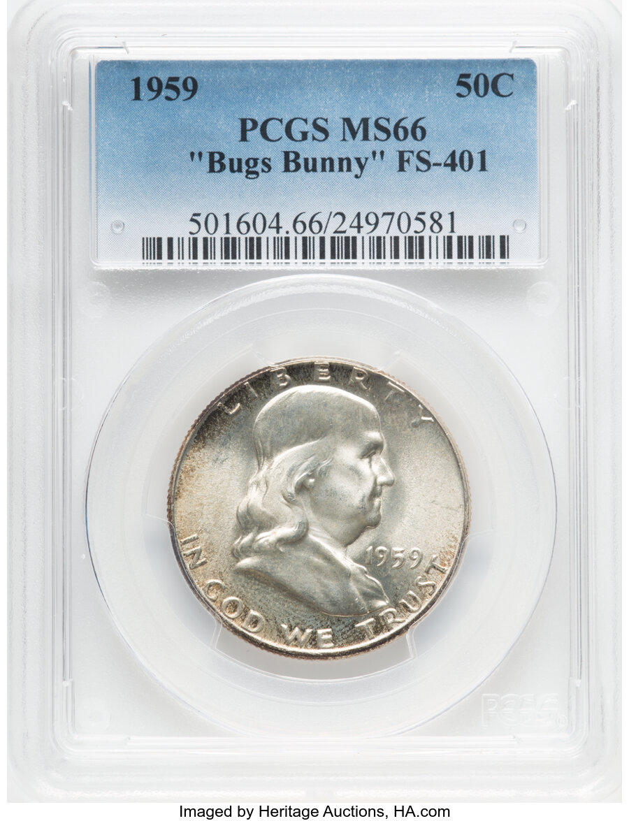 1959 50c Bugs Bunny Die Clash, FS-401 MS