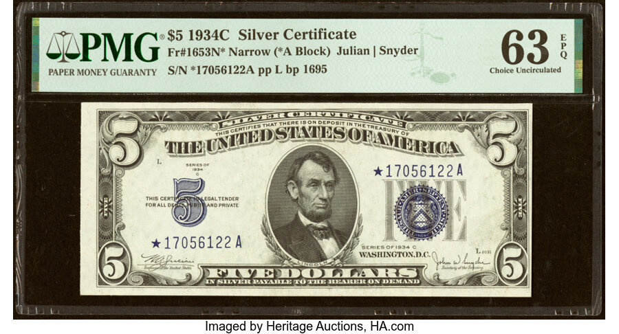 1934C $5  Star Replacement (Fr. 1653*) thumbnail 13