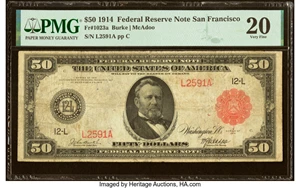 image for: Fr. 1023a $50 1914 Red Seal Federal Reserve Note PMG Very Fine 20....