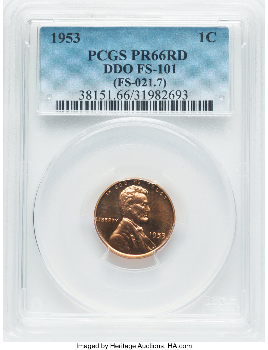 image for: 1953 1C Doubled Die Obverse, FS-101, PR66 Red PCGS. (FS-021.7). PCGS Population: (55/22). NGC Census: (36/45).  ...