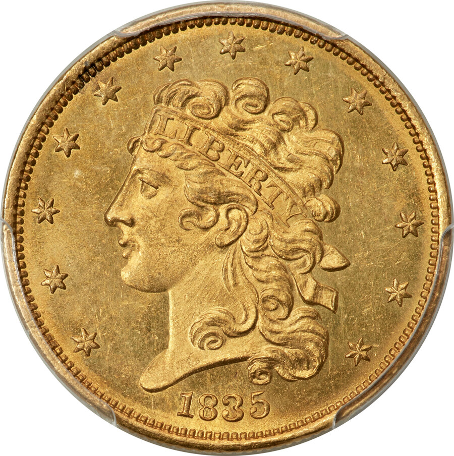 image for: 1835 $5 HM-1, High R.2, MS63 PCGS....