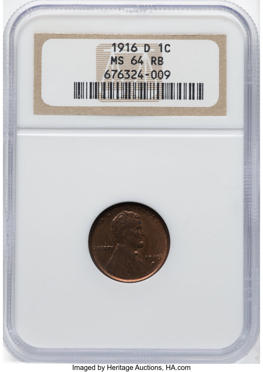 1916-D 1C MS64 Red and Brown NGC. NGC Census: (143/59). PCGS Population: (291/63). CDN: $170 Whsle. Bid for NGC/PCGS MS64. ...