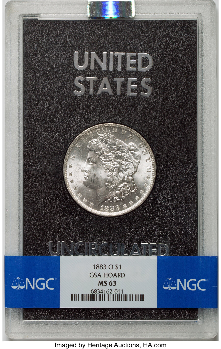 1883-O $1 GSA Hoard MS63 NGC. NGC Census: (140/93). PCGS Population: (10/13). CDN: $250 Whsle. Bid for NGC/PCGS MS63. Minta...