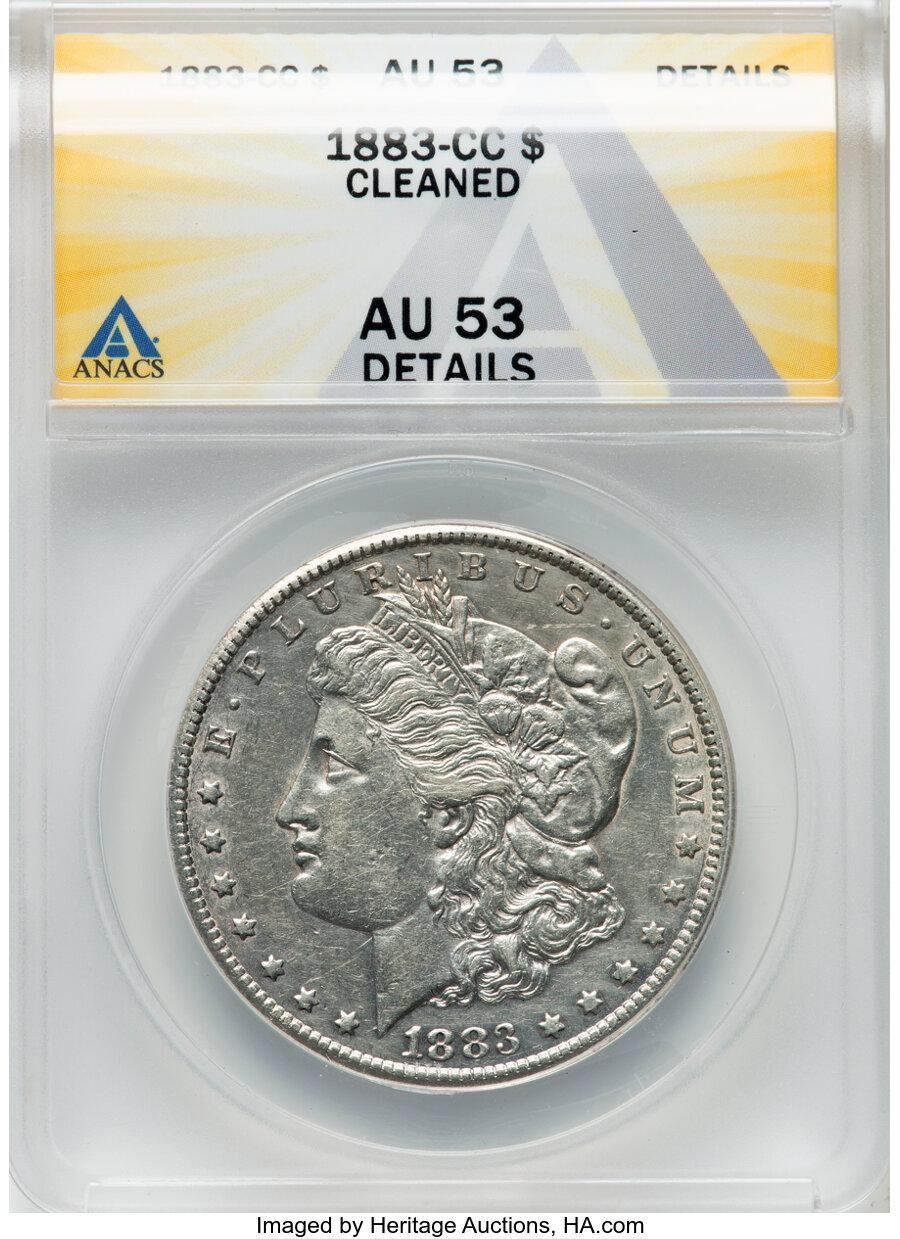 1883-CC $1 -- Cleaned -- ANACS. AU53 Details. ...