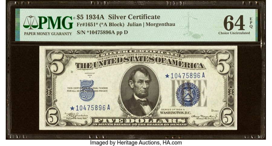 1934A $5  Star Replacement (Fr. 1651*) thumbnail 17