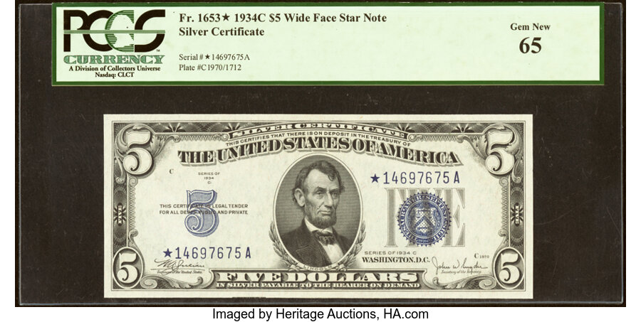 1934C $5  Star Replacement (Fr. 1653*) thumbnail 12