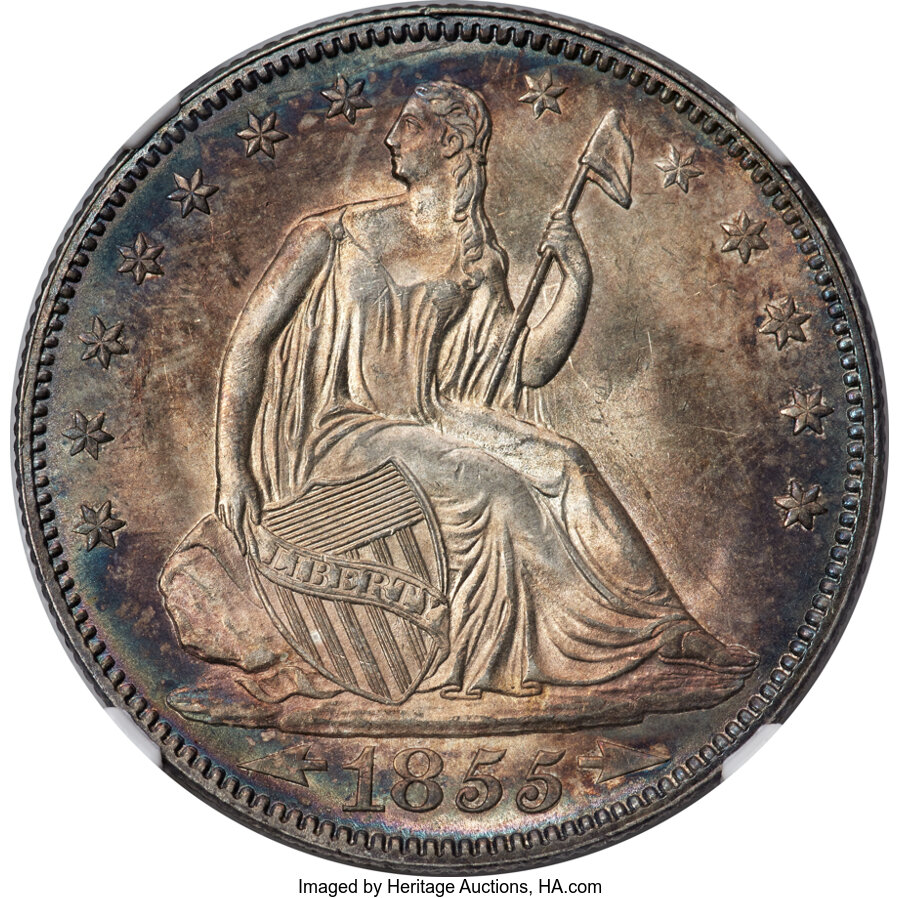 image for: 1855 50C Arrows, WB-101, MS66 NGC....
