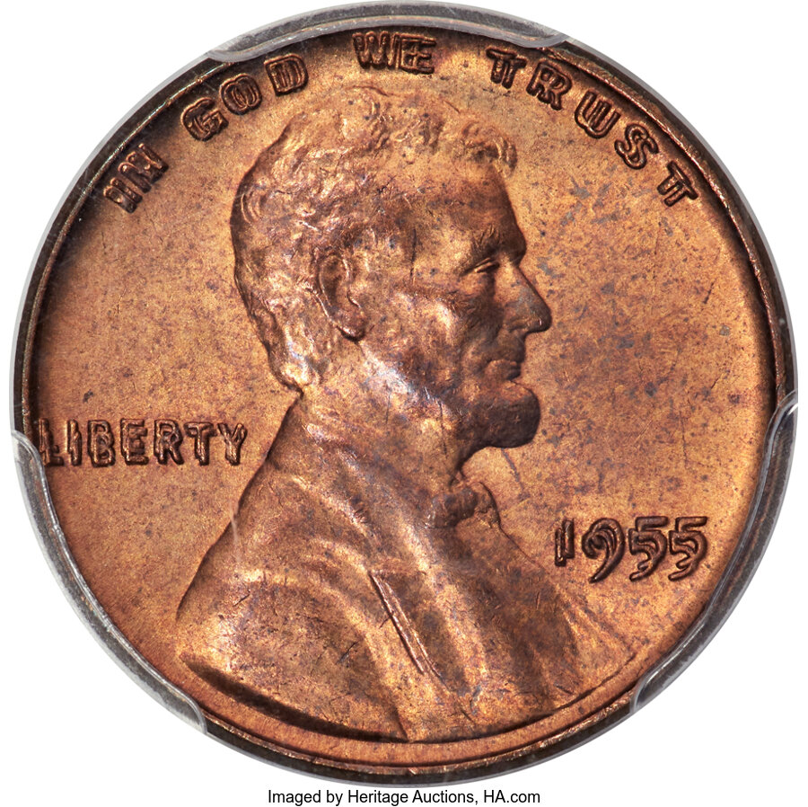 1955 1c Doubled Die Obverse, FS-101 MS RD MS64 RD thumbnail 13