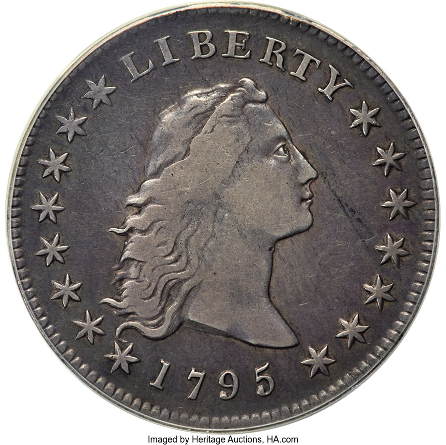 1795 $1 Flowing Hair, Three Leaves, B-6, BB-25, R.3, VF30 PCGS....