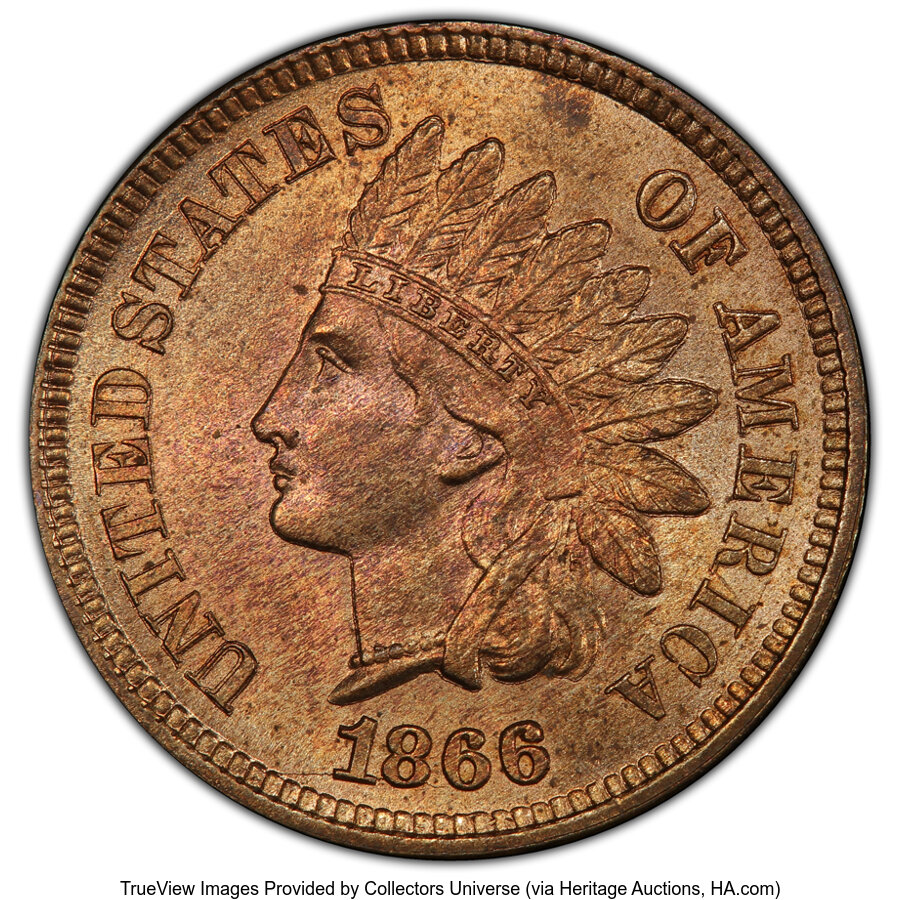 1866 1c Doubled Die Obverse, FS-101, S-1 MS RB