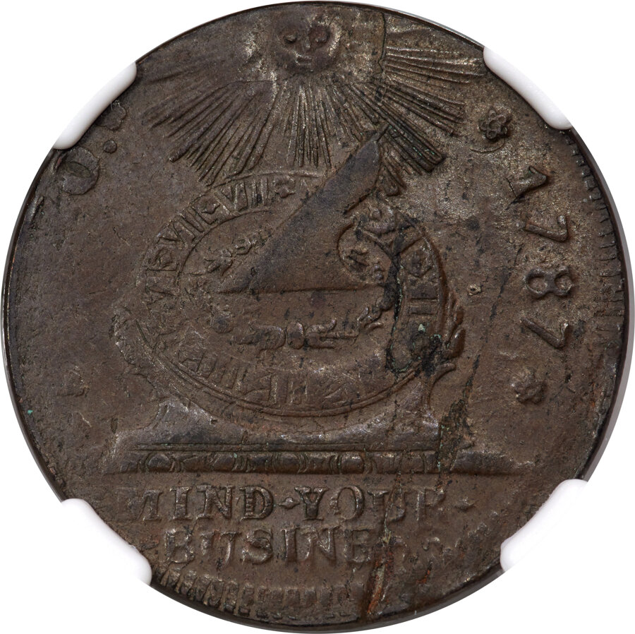 1787 Fugio 1c 4 Cinquefoils, STATES UNITED, Newman 12-X MS BN