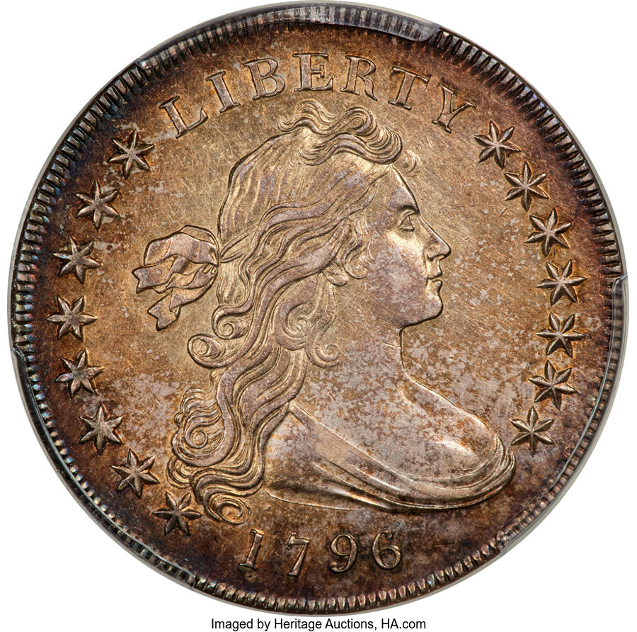 1796 $1 Small Date, Large Letters, B-4, BB-61, R.3, AU58 PCGS....