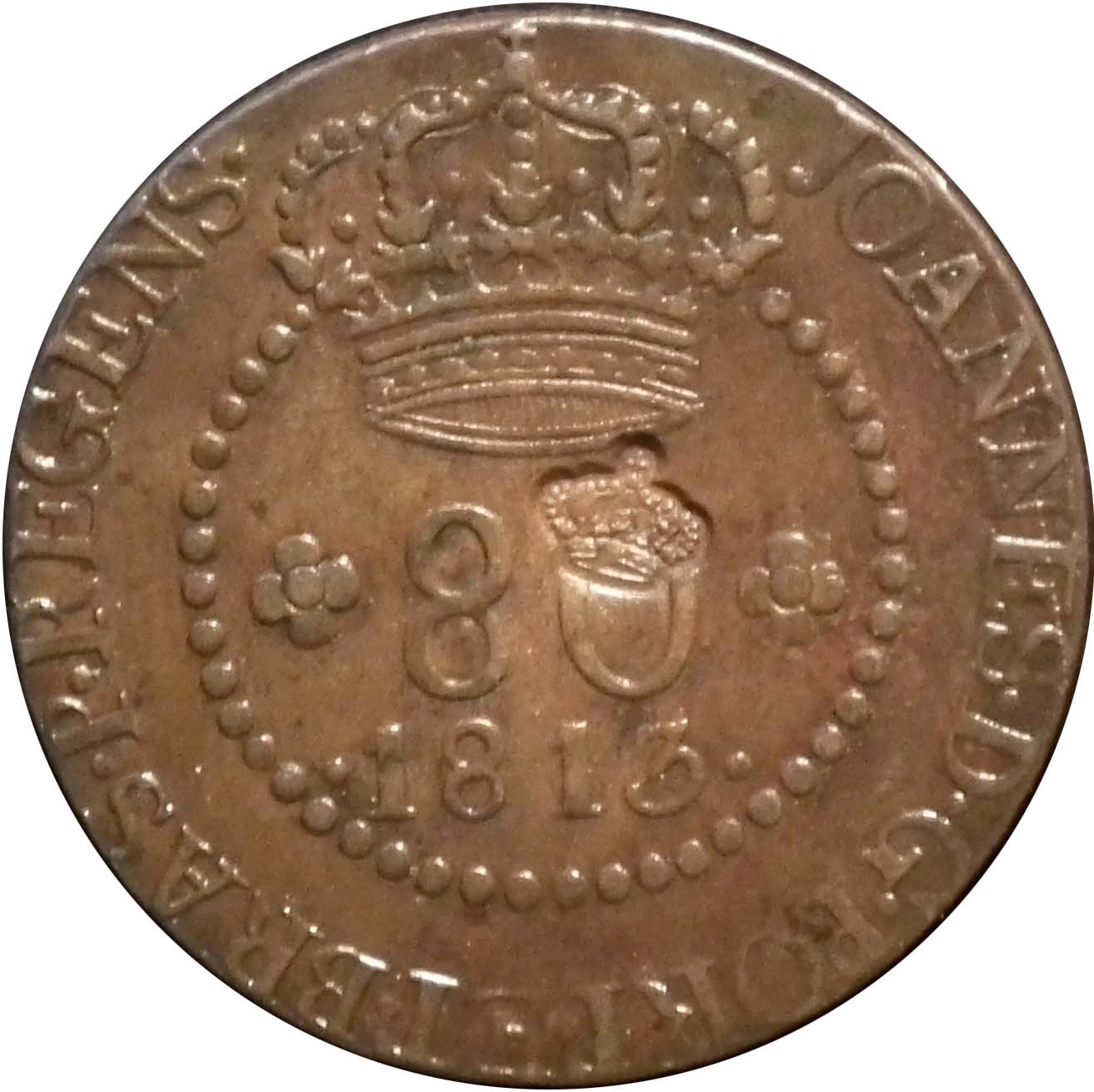 1854-1854 80 Ré P5 14,01 (1813R/João Regent/S.Tomé) MS