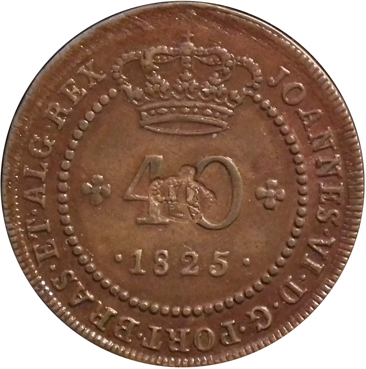 1854-1854 40 Ré P5 10.01 (Over 1813/João Regent/S.Tomé) MS
